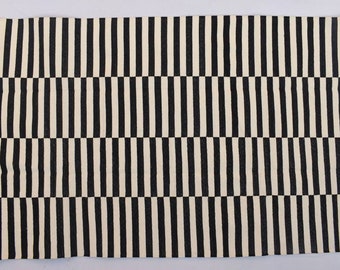 Multi Sizes Modern Black and White Stripes Handmade Cotton Rug Dhurrie- Black and White Kilim Rug