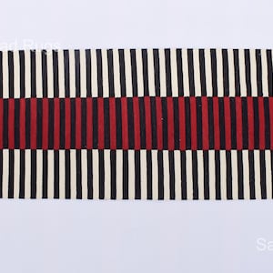 Cotton Black ,Red and White Modern Stripes Hand woven Runner Rug- Reversible Runner Kilim
