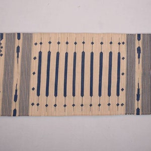 Multiple Sizes Cotton Beige and Blue  Modern Stripes Runner Rug - Woven Kilim Rug