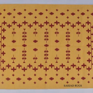 3x5,4x6 Cotton Golden Yellow and Red Hand Woven Rug dhurrie- Flat weave Kilim Indian Rug