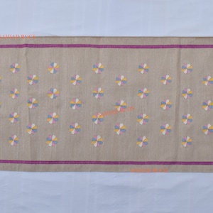 Multiple Sizes Cotton Beige Background Modern Flowers Design Hand woven Runner Rug- Reversible Runner Kilim