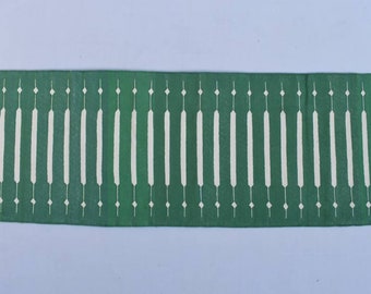 Green and White Modern Striped Cotton Flat weave Hand woven rug- Reversible Kilim Rug