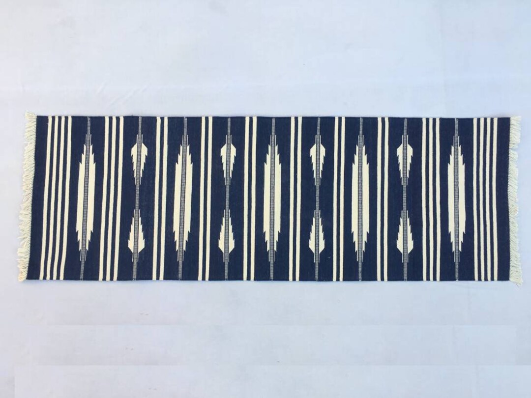 Multiple Sizes Dark Royal Navy Blue Cotton Runner Rug-modern Style Rug ...