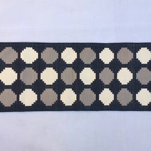 Multiple Sizes Black,GreyAnd White Cotton Runner Handmade Rug - Hand woven Runner Rug