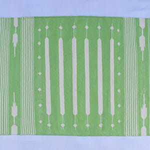 2 x 3,2 x 4 tapis tissé main en coton moderne tissé à la main vert pomme à rayures de petite taille réversible - lavable Kilim