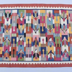 4x6 Cotton Beautiful Hand woven Rug Dhurrie- Colourful Handmade Indian Rug