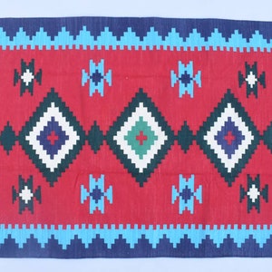 4&#39; X 6&#39; Cotton Beautiful Hand woven Rug Dhurrie- Colourful Handmade Indian Rug