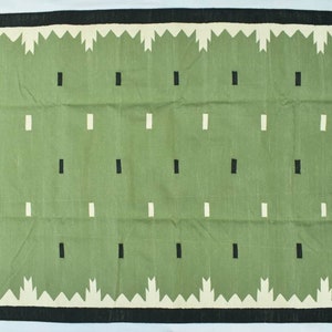 Multiple Sizes Beautiful Green and Black Handmade Modern Design Rug - Beautiful Flat weave Blue Kilim