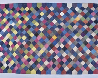 Handgeweven kleurrijk katoenen vloerkleed – 4x6 Indiase Dhurrie