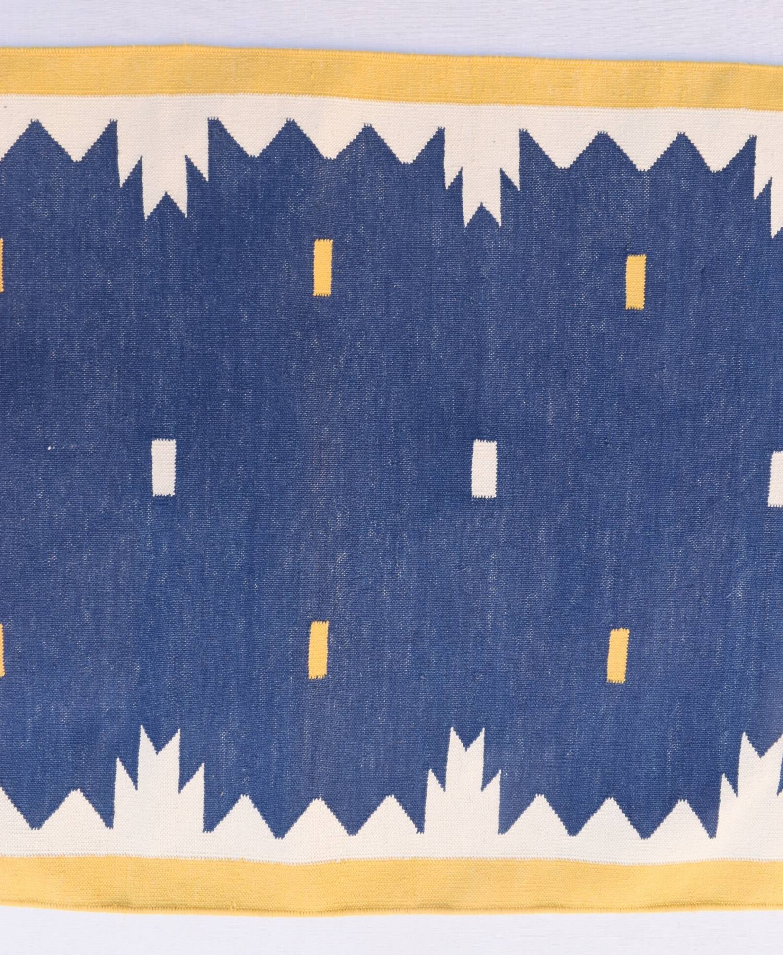 Blue and Yellow Modern Cotton Runner Rug Hand Woven Runner Etsy