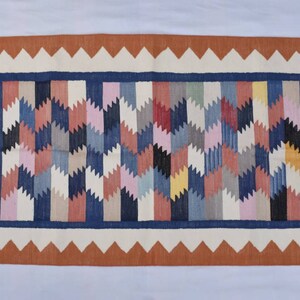 3x5 Cotton Beautiful Colourful Hand woven Dhurrie Rug- Carpet Design Kilim Rug