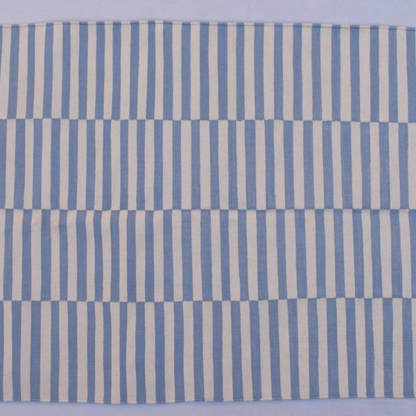 Light Blue & White Cotton Handmade Modern stripes Rug- Flat weave and Hand woven Kilim Rug