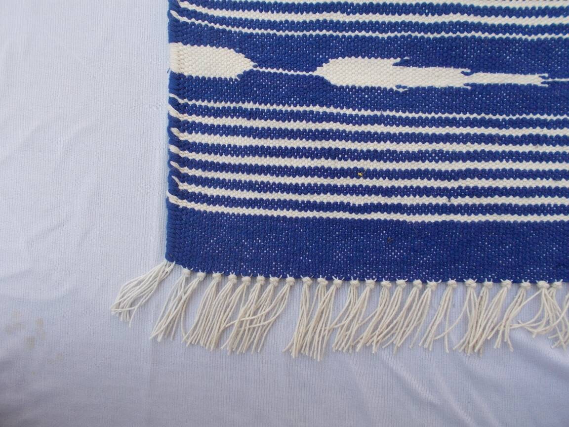 Multiple Sizes Blue Cotton Runner Handmade Rug - Beautiful Blue and ...