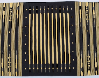 Handwoven Cotton Kilim Rug – Black & Yellow Stripes, Multiple Sizes