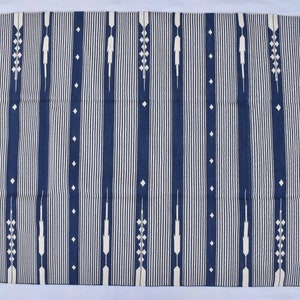 Multiple Sizes Dark Navy Blue and White Stripes Handmade Modern Design Kilim Rug - Beautiful Flat weave Blue Kilim