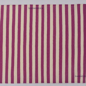 Alfombra de rayas simples modernas hechas a mano de algodón rosa y blanco de varios tamaños: tejido plano y alfombra Kilim tejida a mano
