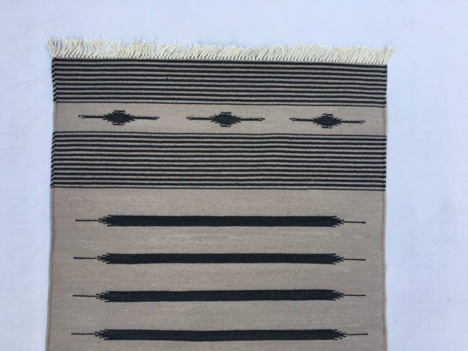 Multiple Sizes Grey Cotton Runner Handmade Stripes Grey and Etsy