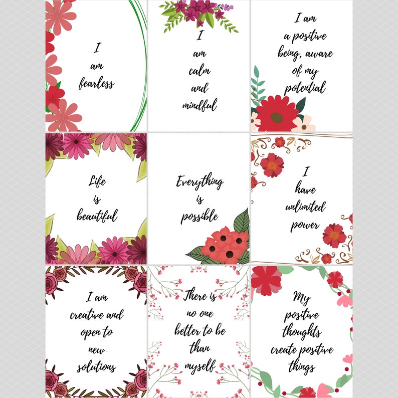 90 Printable Beneficial Confirmation Playing cards, Floral Flower positivity motivational rates obtain, inspirational self treatment sayings photograph about Printable Positive Affirmations known as 90 Printable Beneficial Confirmation Playing cards, Floral Flower positivity motivational quotations down load, inspirational self treatment sayings