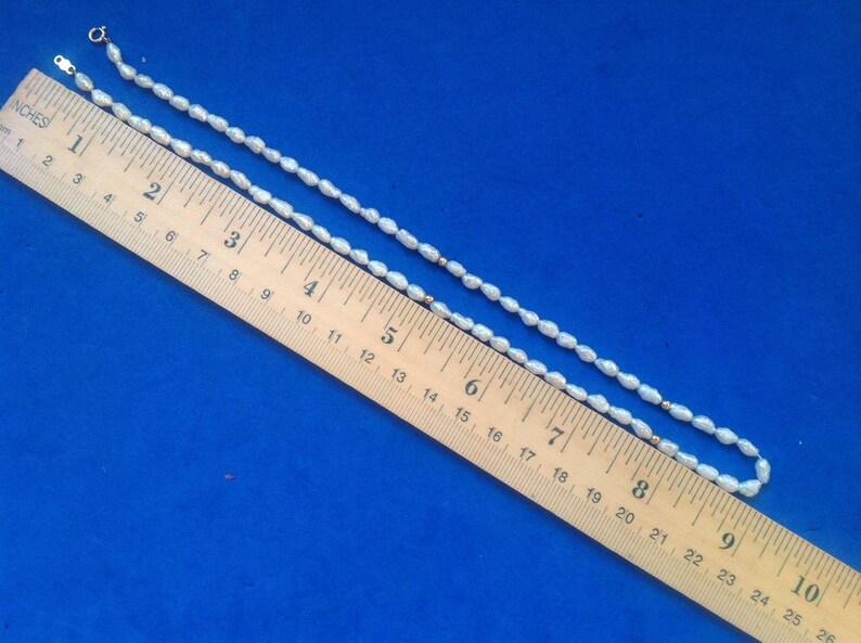 14k gold pearl necklace 18 of white freshwater pearls /& gold beads