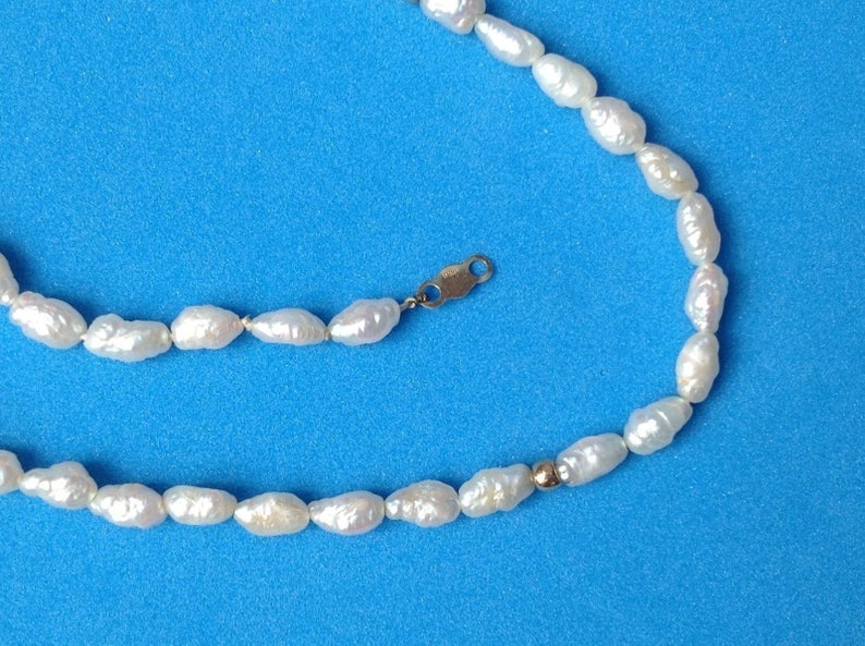 14k gold pearl necklace 18 of white freshwater pearls /& gold beads