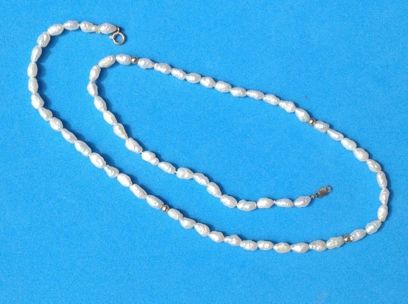 14k gold pearl necklace 18 of white freshwater pearls /& gold beads