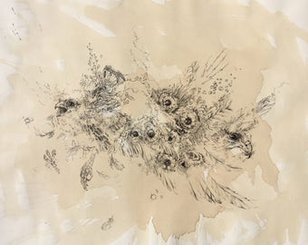 Abstract Nature Drawing / Original / Ink on Paper