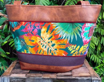 Sac à mains Jungle multicolore simili cuir