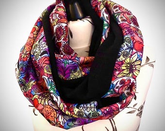 Snood jersey maille Dia de los muertos multicolore