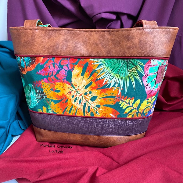 Sac à mains Jungle multicolore simili cuir