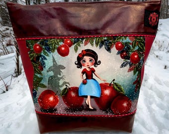 Sac à mains velours et simili cuir blanche neige