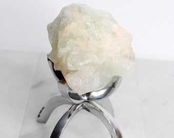 Apophyllite Quartz Crystal Mineral on Brass Modern Claw Display Stand Boho Decor Accent White Quartz Crystal Gift Crystal Mineral Display