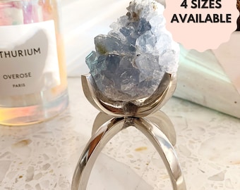 Modern Silver Crystal Display Holder Stand Aluminum Claw Minimal Crystal Display Stand Mineral Sphere Stylish Display Stand Geode Stand