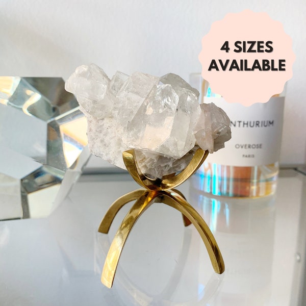 NEW SIZES Modern Brass Crystal Stand Display Brass Crystal Stand Gold Rock Display Sphere Holder Brass Home Decor Minimal Crystal Stand