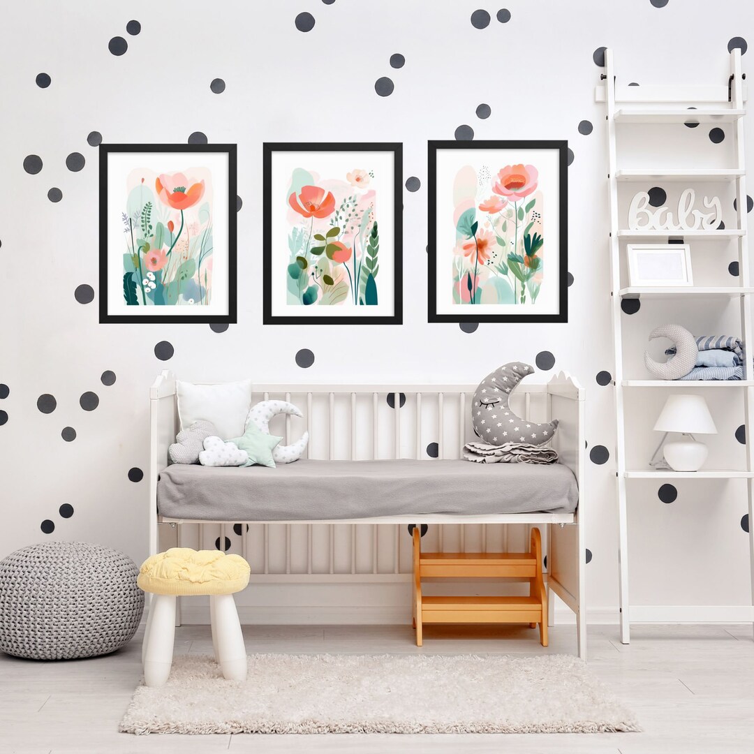 Nursery Framed Wall Art Set Bright Flowers Garden Painting Matisse