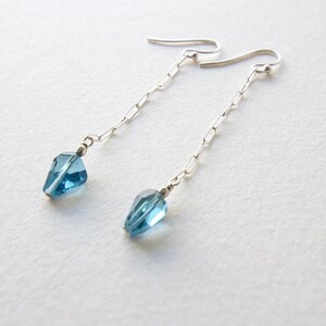 Modern Sexy Minimal London Blue Topaz Nugget Sterling Silver Earrings