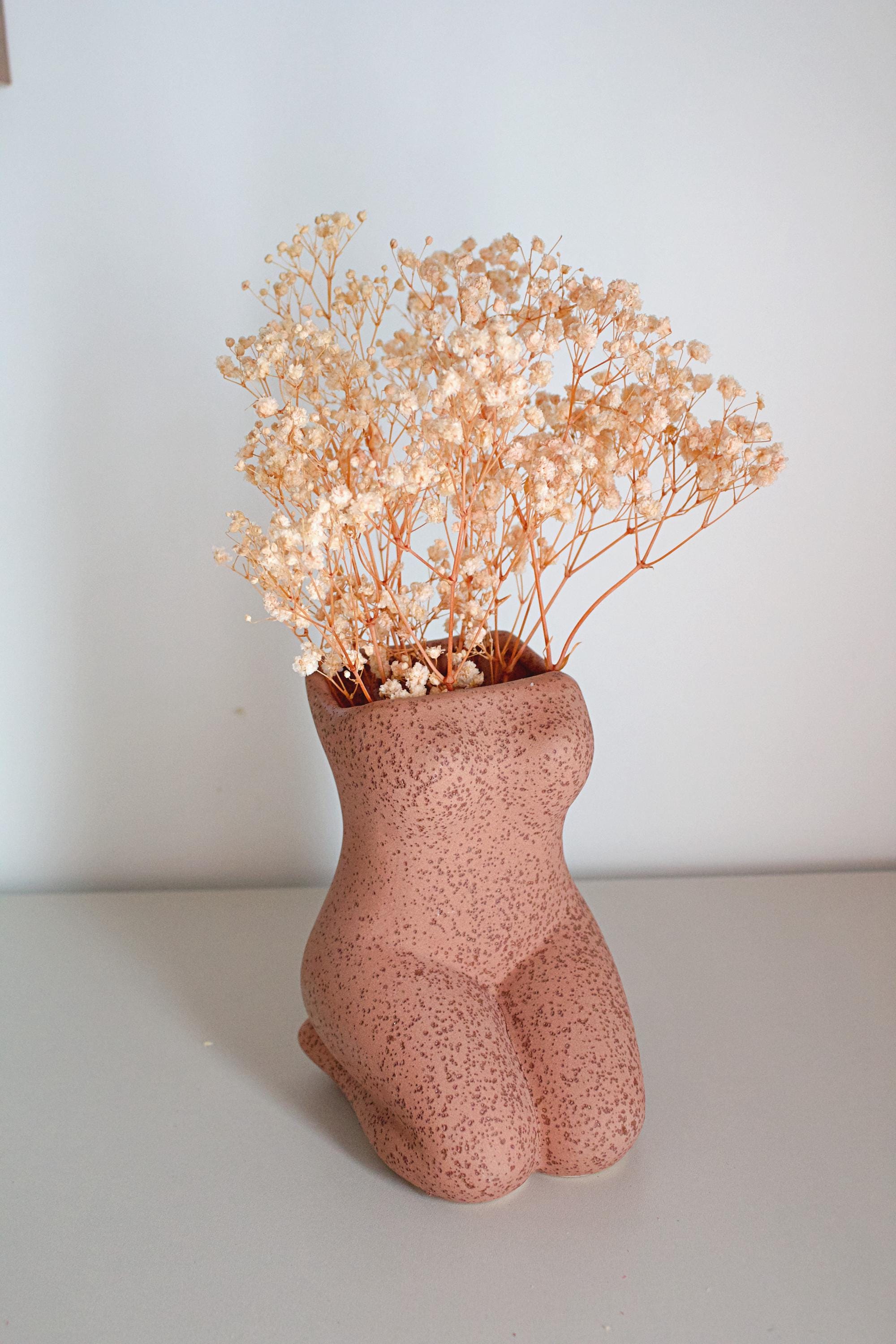 ボヘミアン風女性彫刻 ホームアクセント ドライフラワー テラコッタ