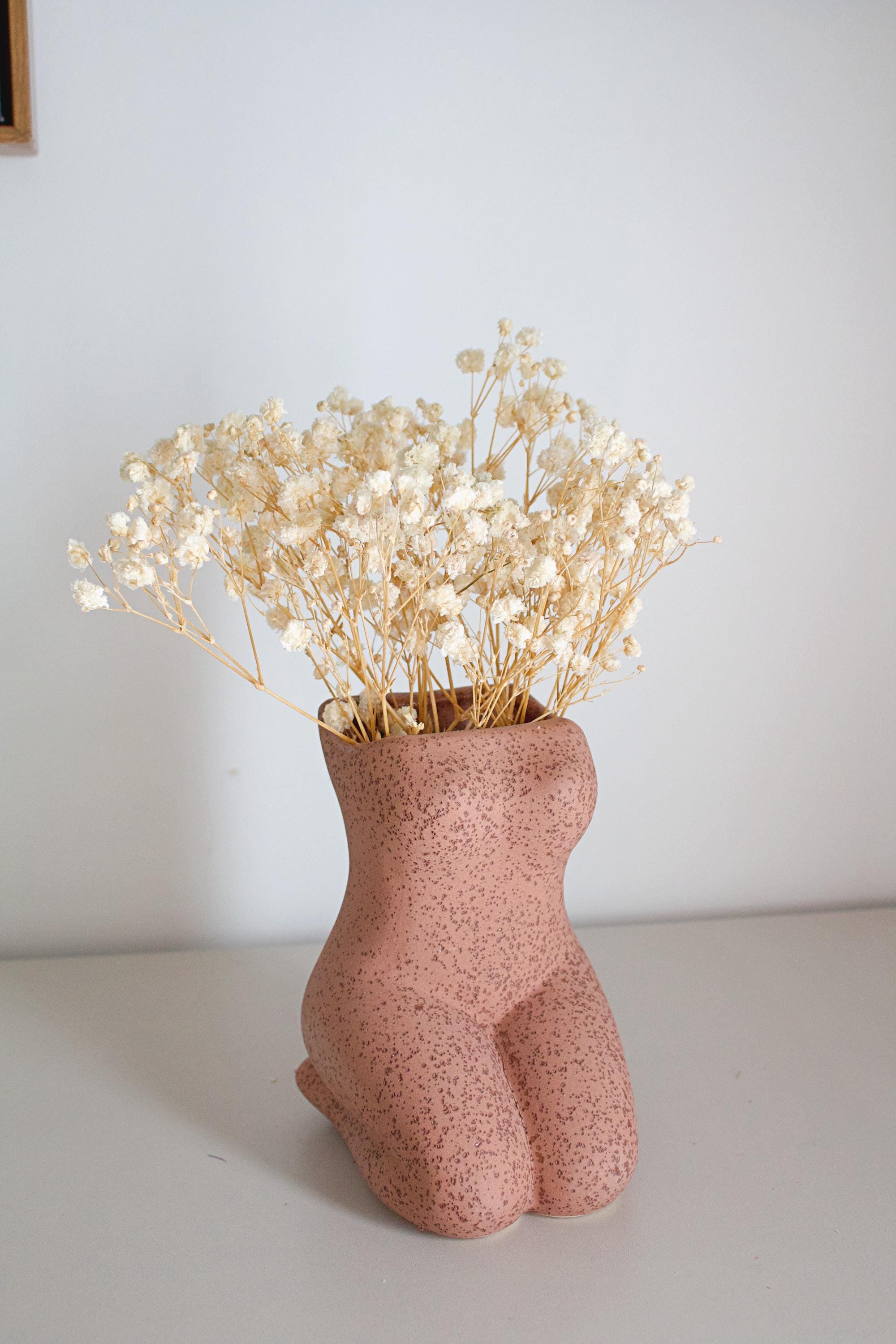 ボヘミアン風女性彫刻 ホームアクセント ドライフラワー テラコッタ