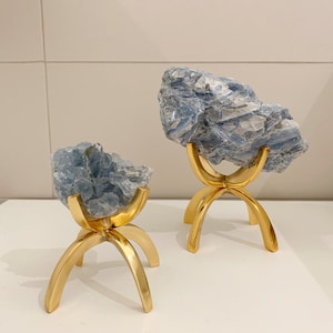 Small + Large Pack Modern Brass Crystal Stand Display Crystal Stand Gold Rock Display Holder Sphere Stand Home Decor Minimal Crystal Stand