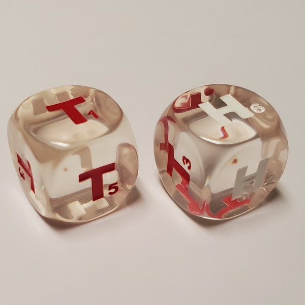 4x Heads & Tails 6 Sided Dice With Numbers / Rolling Dice Is Much More Satisfying Then Flipping A Coin! / Great for Pokemon TCG / 16mm d6