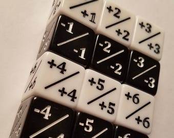 12x Original Dice Counters / White +1/+1 & Black -1/-1 / for Magic: The Gathering and other games / CCG MTG by quEmpire