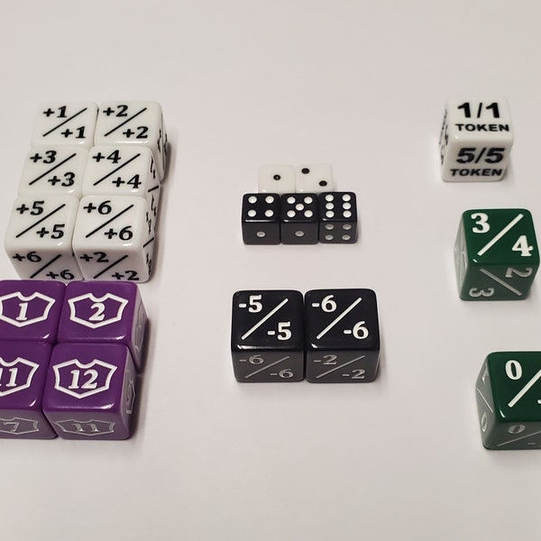MTG Dice Starter Set / 20 Unique Counters for CCGs like Magic: The Gathering