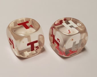 4x Heads & Tails 6 Sided Dice With Numbers / Rolling Dice Is Much More Satisfying Then Flipping A Coin! / Great for Pokemon TCG / 16mm d6