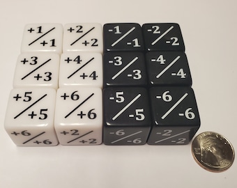 12 Piece Oversized 25mm Positive and Negative Counter Set Compatible with Magic: The Gathering