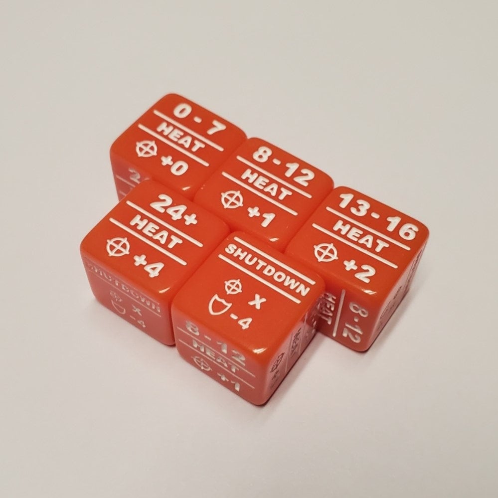5x Heat Dice for Battletech to Track Attack Modifier and Shutdown Stats ...