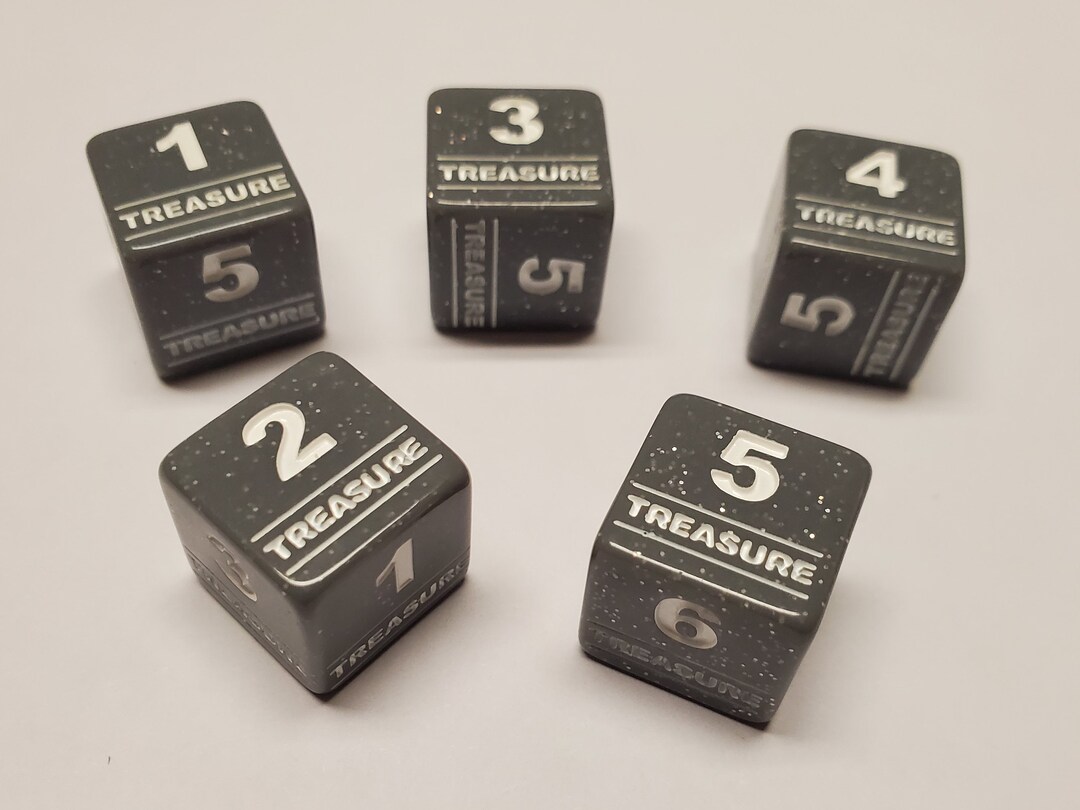 5x Treasure Token Dice | Silver With Glitter | Great for Magic: the ...