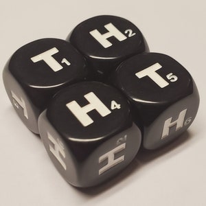 4x Kopf & Zahl Zahlenwürfel / schwarz und weiß / 16mm d6