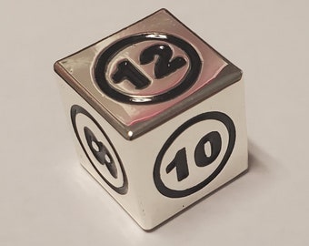 1x Silver Command Zone Metal Die 2, 4, 6, 8, 10 & 12 for Commander Tax EDH Tiny Leaders Magic: The Gathering MTG Dice