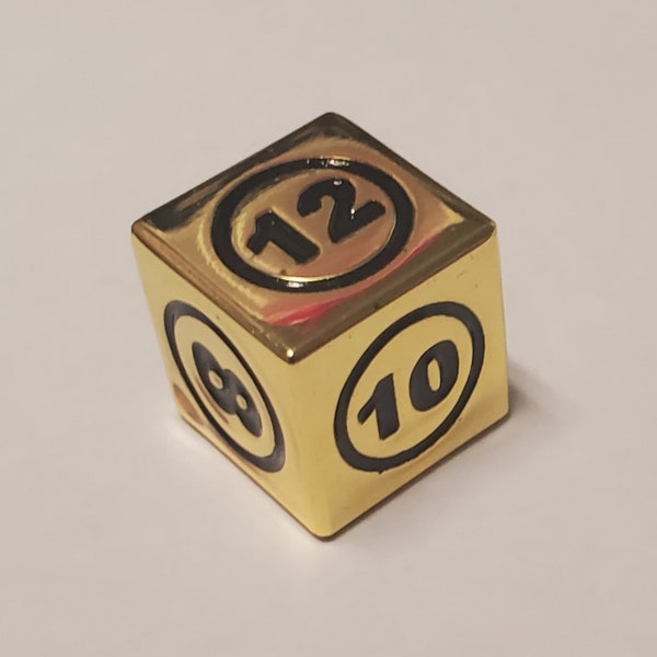 1x Gold Command Zone Metal Die 2, 4, 6, 8, 10 & 12 for Commander Tax EDH Tiny Leaders Magic: The Gathering MTG Dice