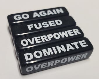 4x Flesh and Blood Mechanic Effect Keyword Tiles: Go Again, Dominate, Overpower & Fused