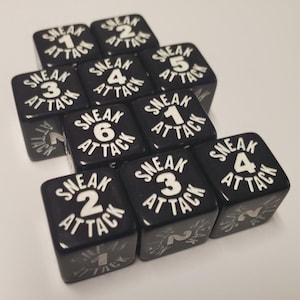 Sneak Attack d6 Dice Compatible with Dungeons and Dragons Rogue (10 Pack)